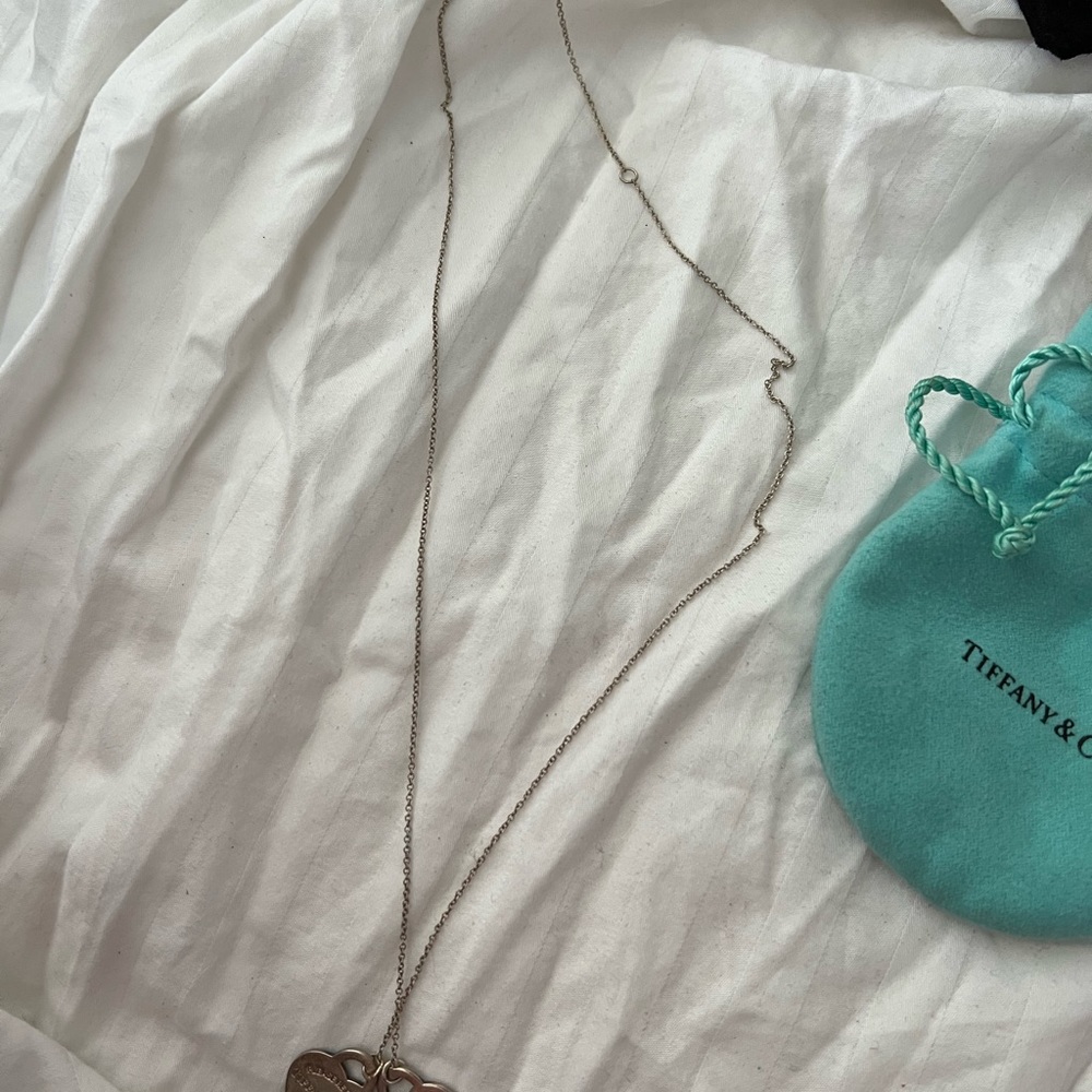 Tiffany and Co double heart in silver and teal enamel small size - Picture 3 of 4